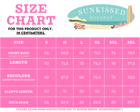 HOODIE SIZE CHART