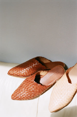 tan woven flats