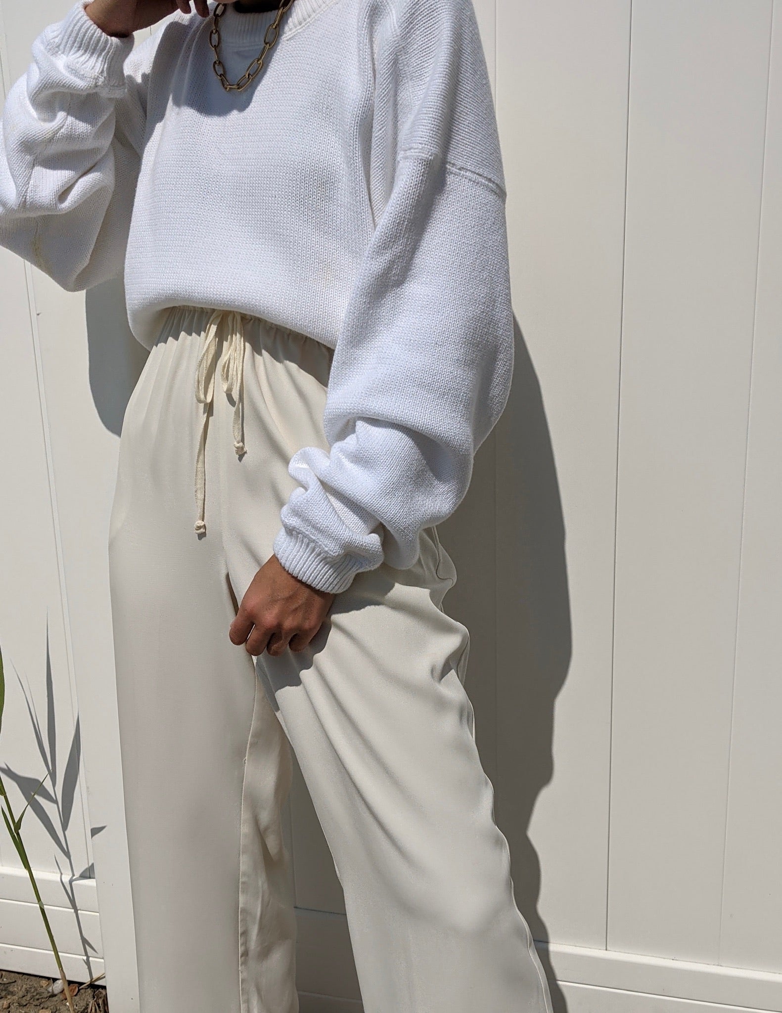 Vintage Classic White Cotton Sweater