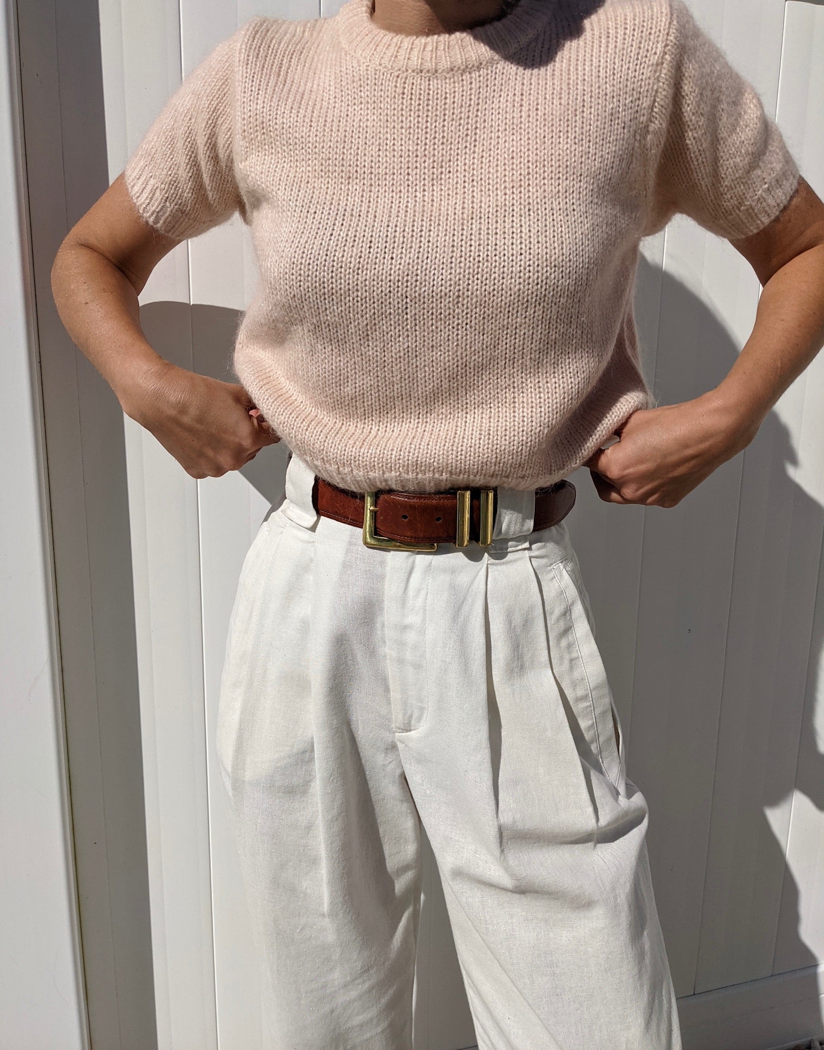 Vintage Blush Cropped Mohair Knit