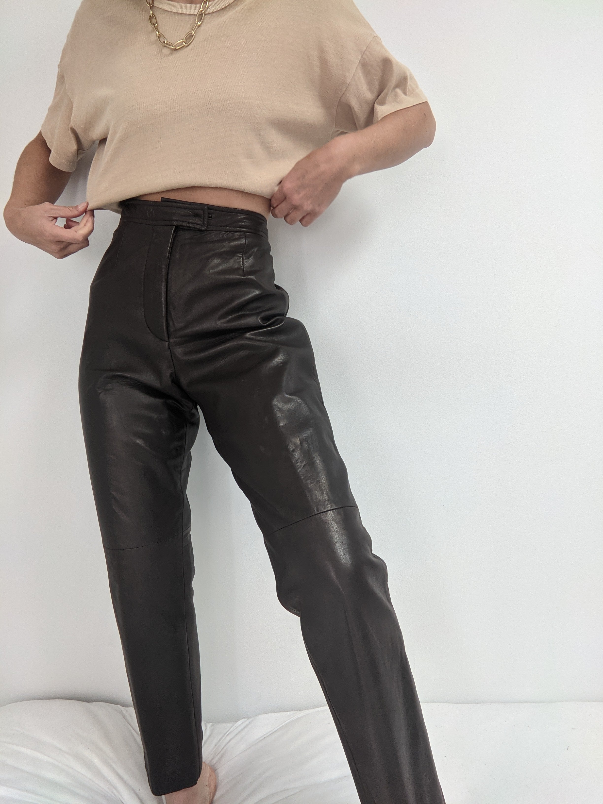 Vintage Incredible Espresso Leather Pants