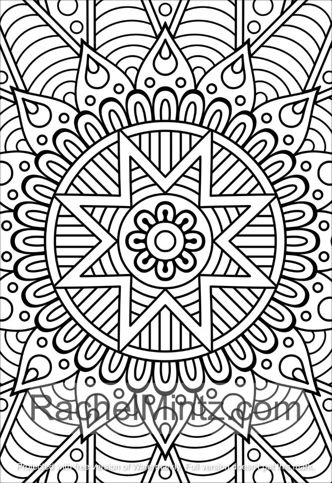 Close Up Mandala - Large Print Designs, PDF Coloring Book ...