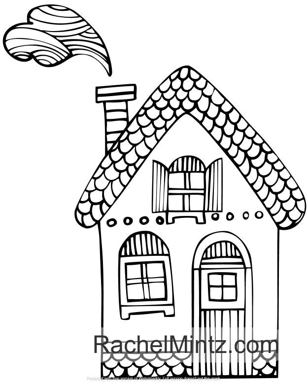 Download Creative Houses - Detailed Architecture Buildings Patterns, PDF Colori - Rachel Mintz Coloring Books