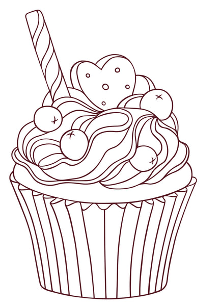 Cupcakes Party - Sweet, PDF Coloring Book With 30 Decorated Yummy Cake ...