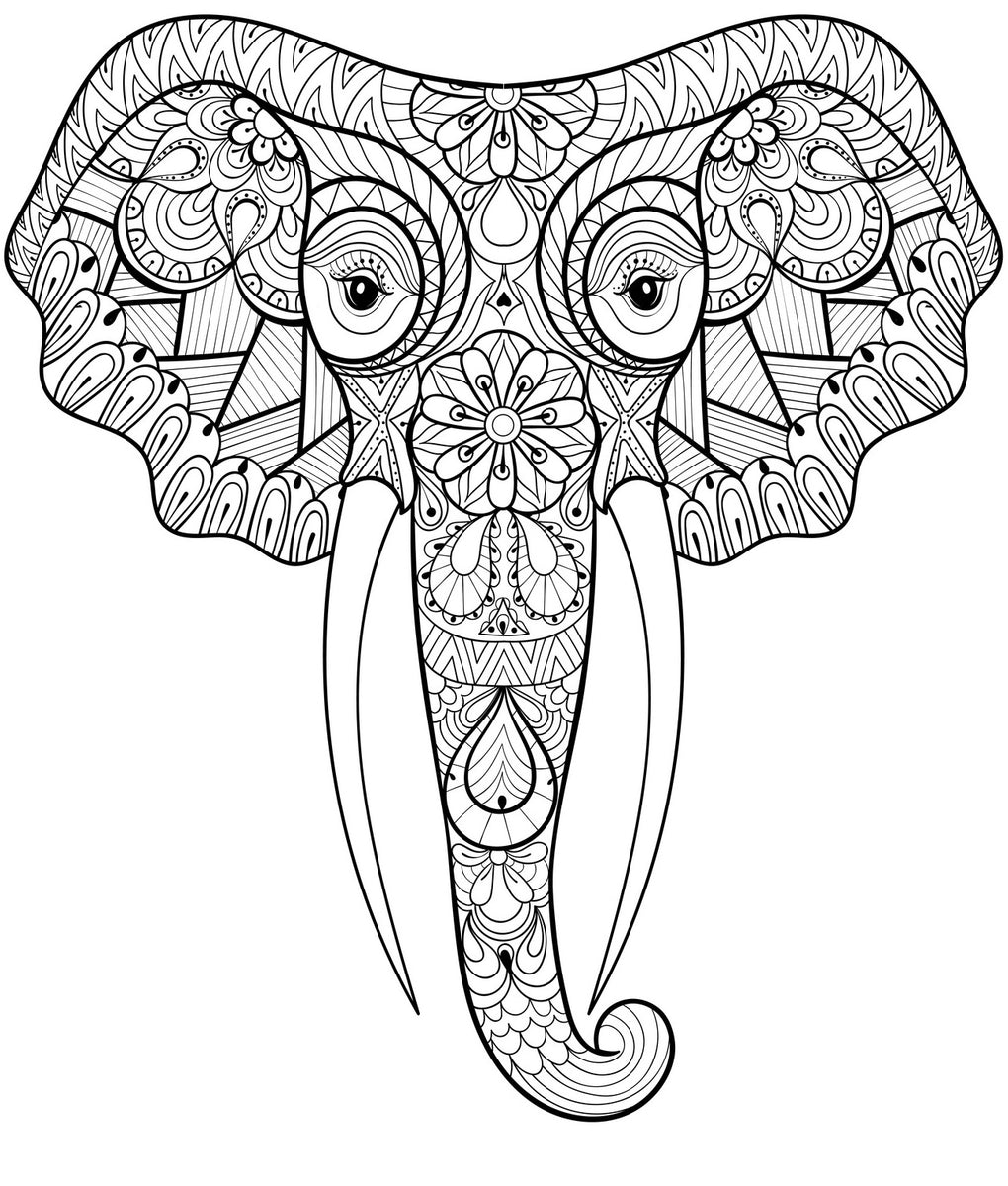 Elephants, PDF Coloring Book - The Largest African Animals in Relaxing ...