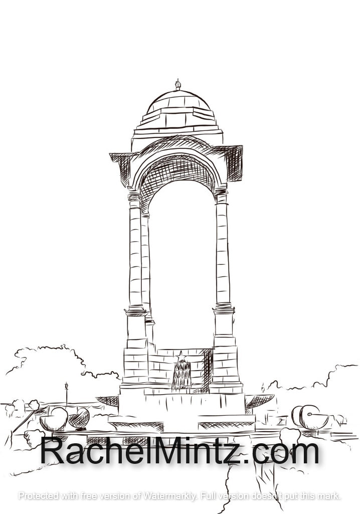 India Temples - Grayscale Sketches Monuments &amp; Architecture, PDF Color