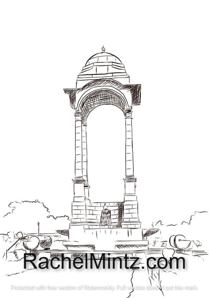 Download India Temples - Grayscale Sketches Monuments & Architecture, PDF Color - Rachel Mintz Coloring Books