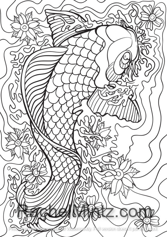 koi-fish-pond-japanese-gold-fish-coloring-pdf-book-for-adults