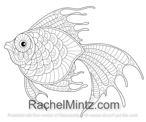 Download Koi Fish Pond - Japanese Gold Fish Coloring (PDF Book) For Adults - Rachel Mintz Coloring Books