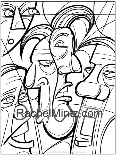 Download Large Print Cubism Faces - Color Picasso Style Pages For ...