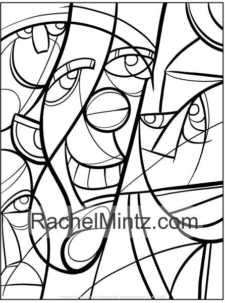 Download Large Print Cubism Faces - Color Picasso Style Pages For ...