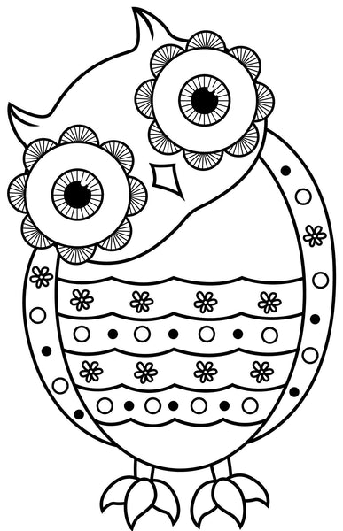 Large Print OWLS PDF Coloring Book For Beginners, Seniors or Visually