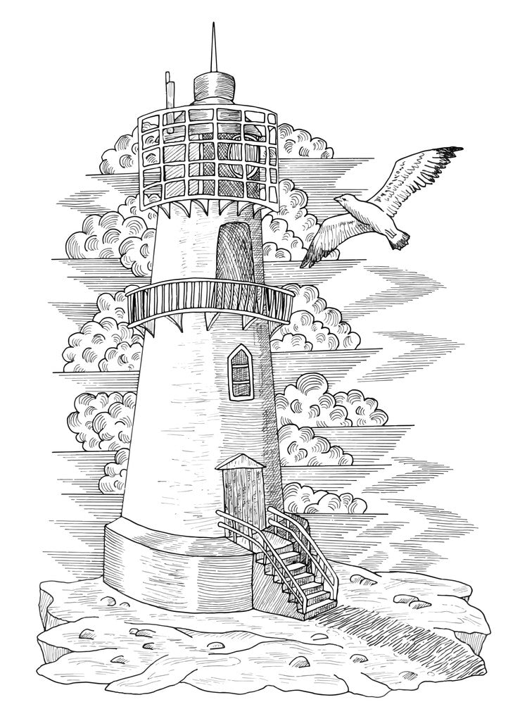 Beautiful Lighthouses - Collection of Seaside Landscapes, PDF Coloring