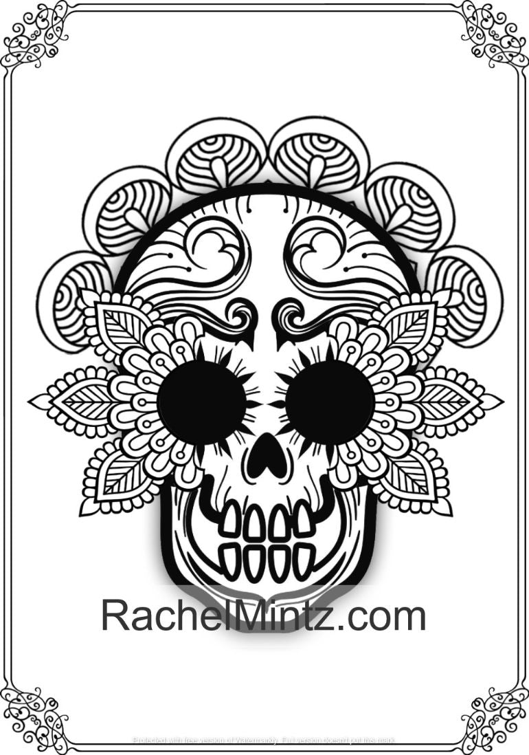 Mandalas & Skulls - Relaxing Sugar Skulls With Decorated Mandalas Desi