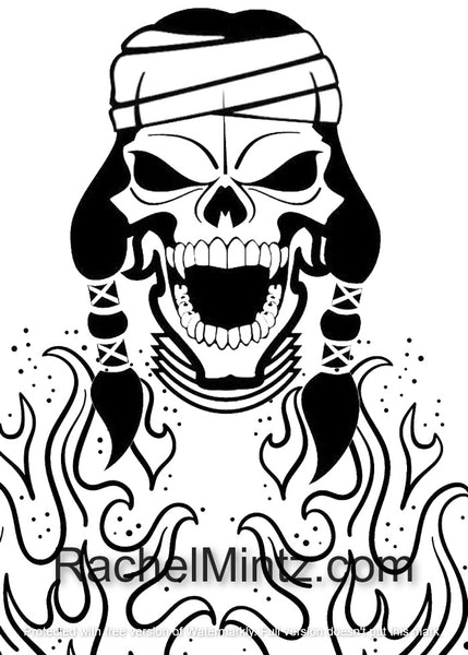 Download Sharp Skulls - Large Print, Horror, Halloween PDF Coloring Book - Rachel Mintz Coloring Books
