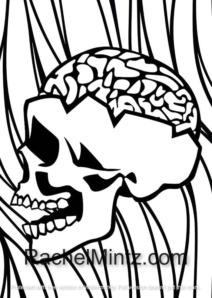 Download Sharp Skulls - Large Print, Horror, Halloween PDF Coloring Book - Rachel Mintz Coloring Books