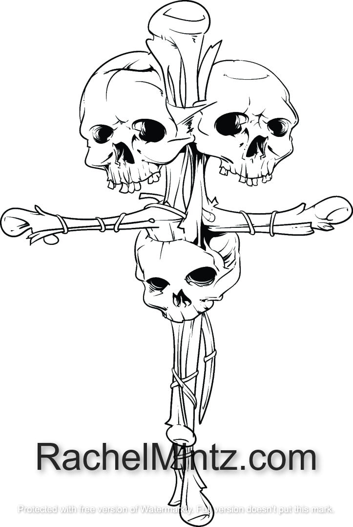 Skull &amp; Dagger - Hell Skulls, Crossed Bones, Gothic Designs Coloring