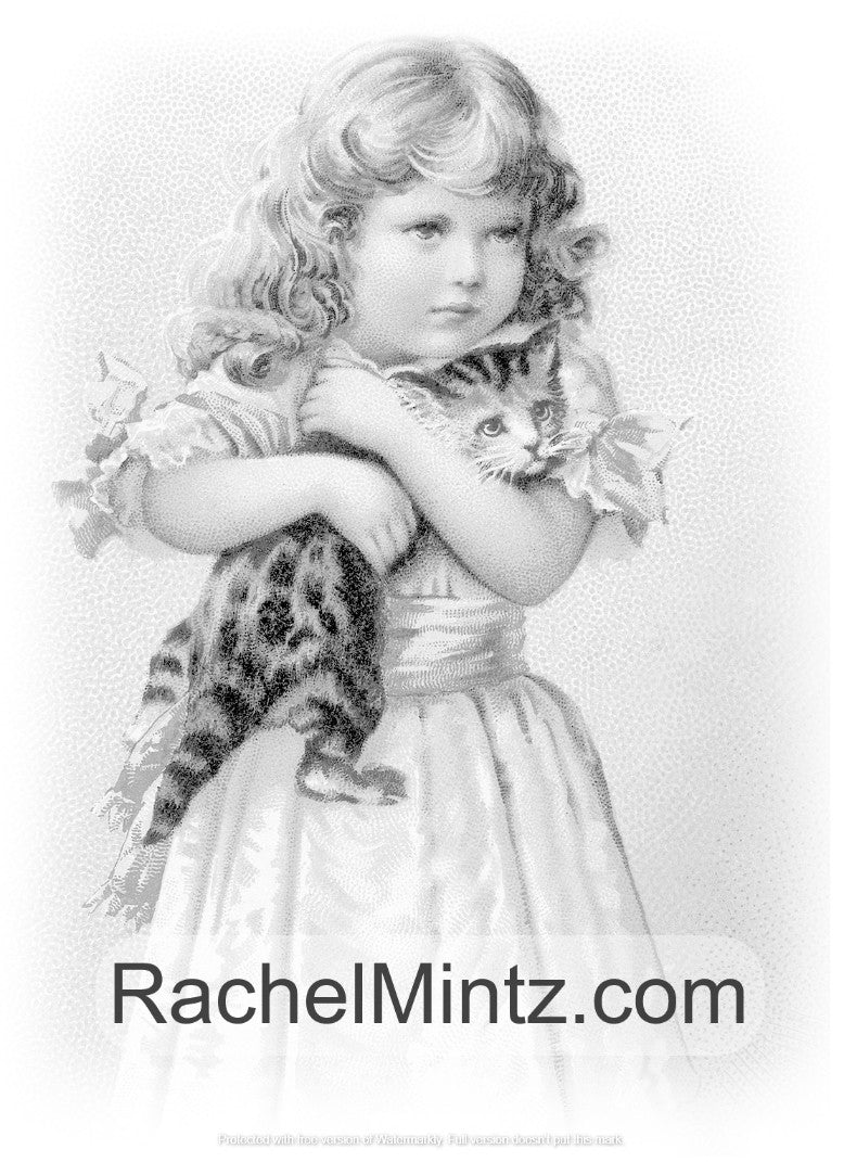 Vintage Beauty - Grayscale Victorian Children Printable Format Colorin