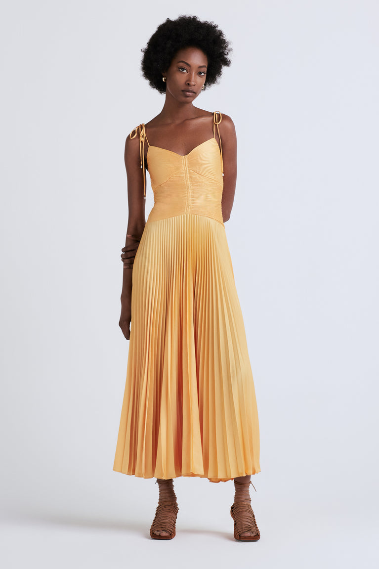 Rochelle Pleated Cami Dress - Apricot
