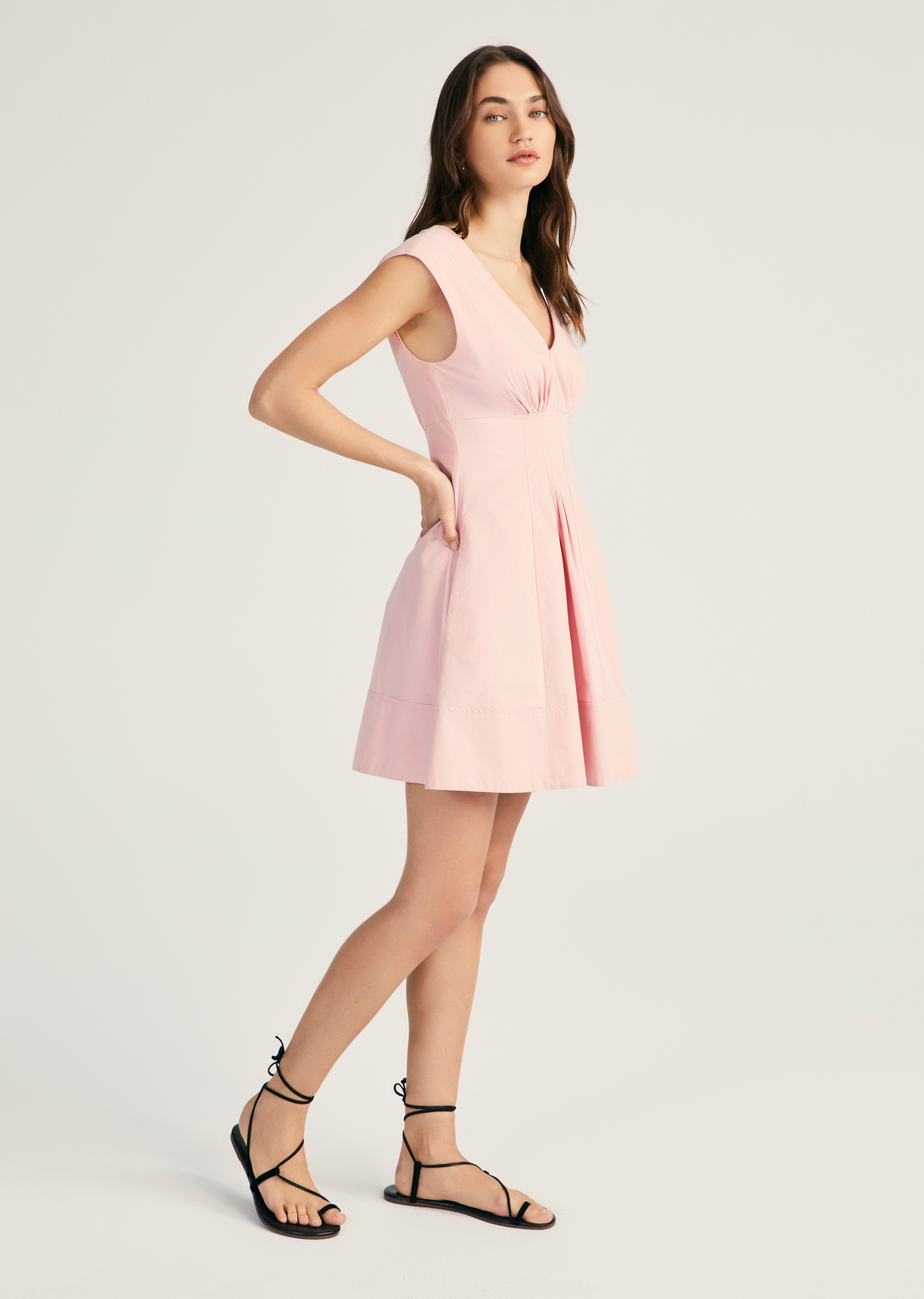 Derek Lam Concha Sleevless V-neck Dress In Pink