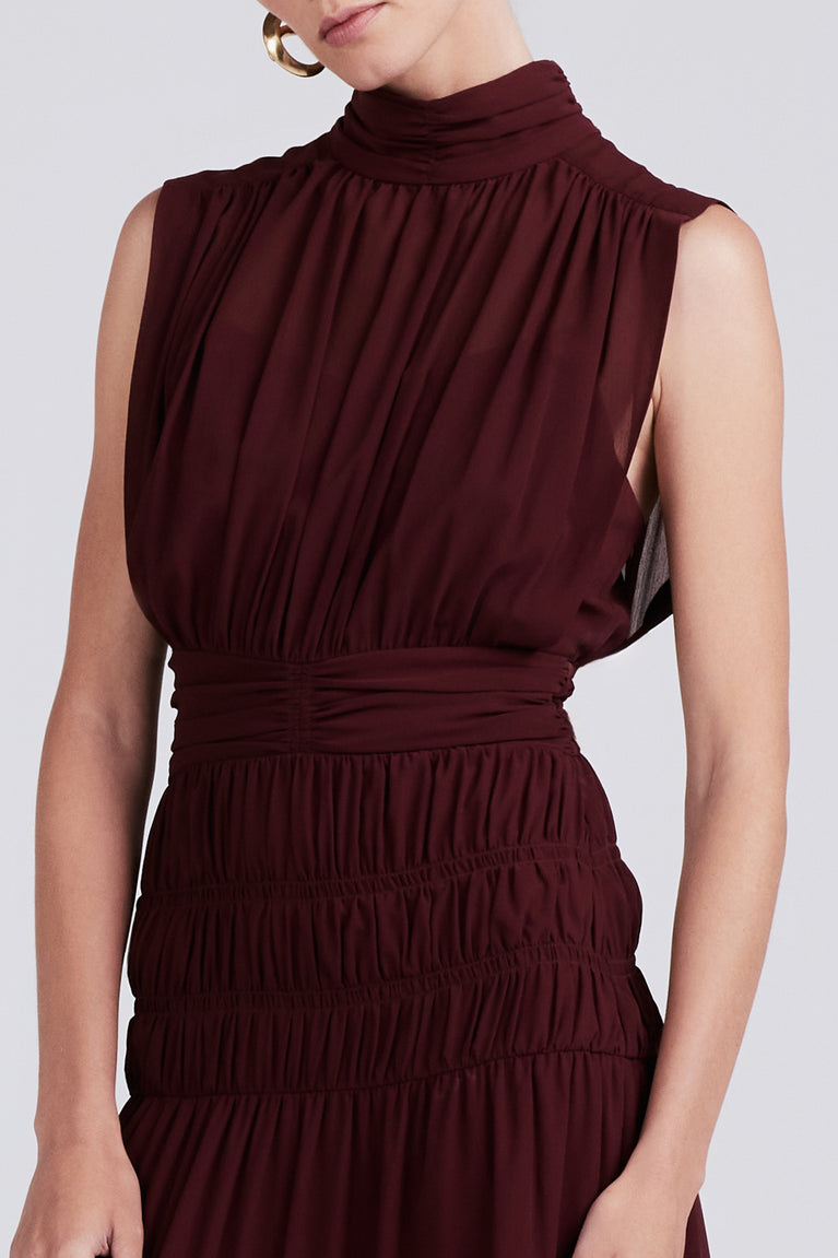 Buy Nelly Cross Back Peplum Dress - Burgundy