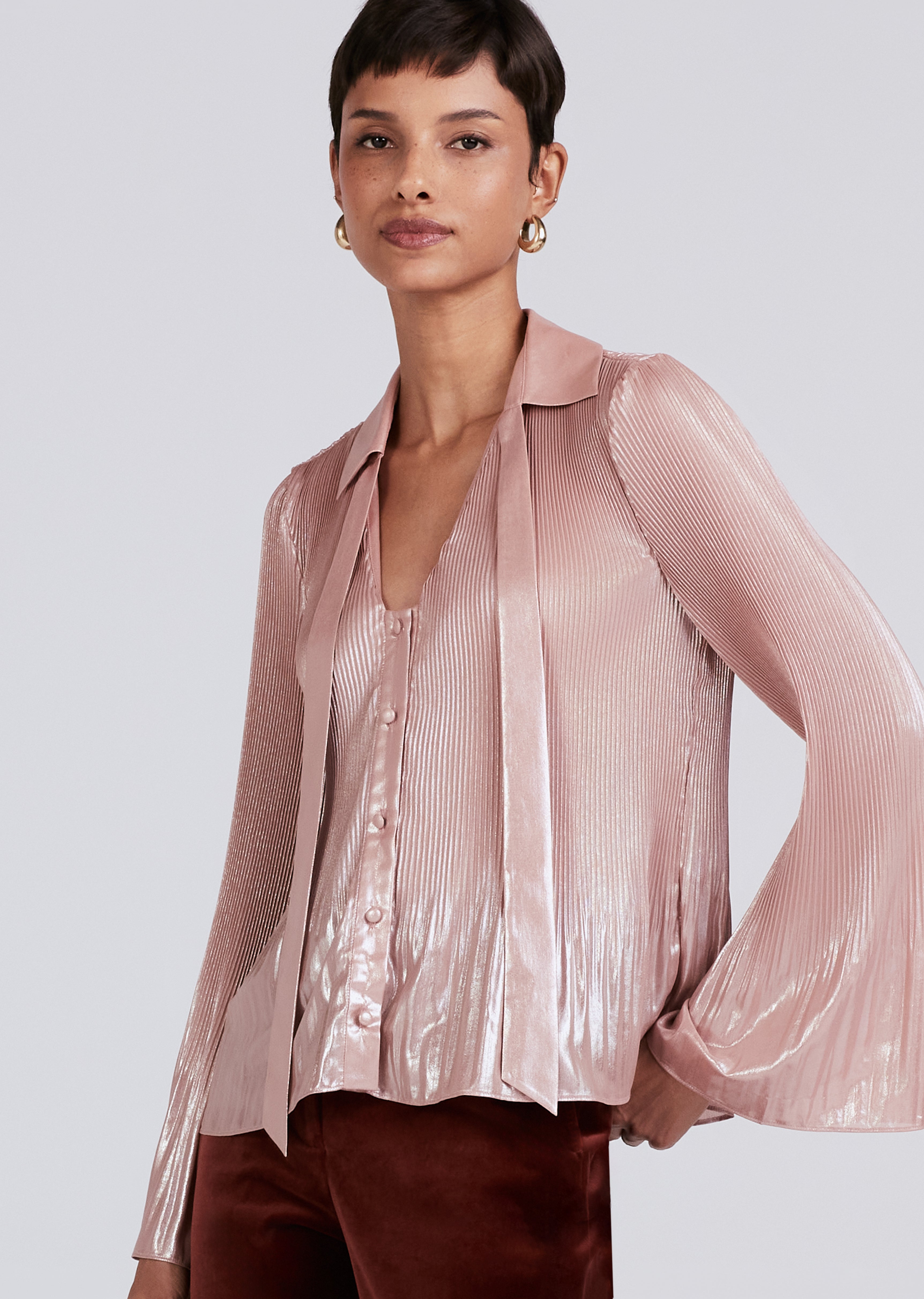 Charis Pleated Ruffle Blouse | Derek Lam 10 Crosby