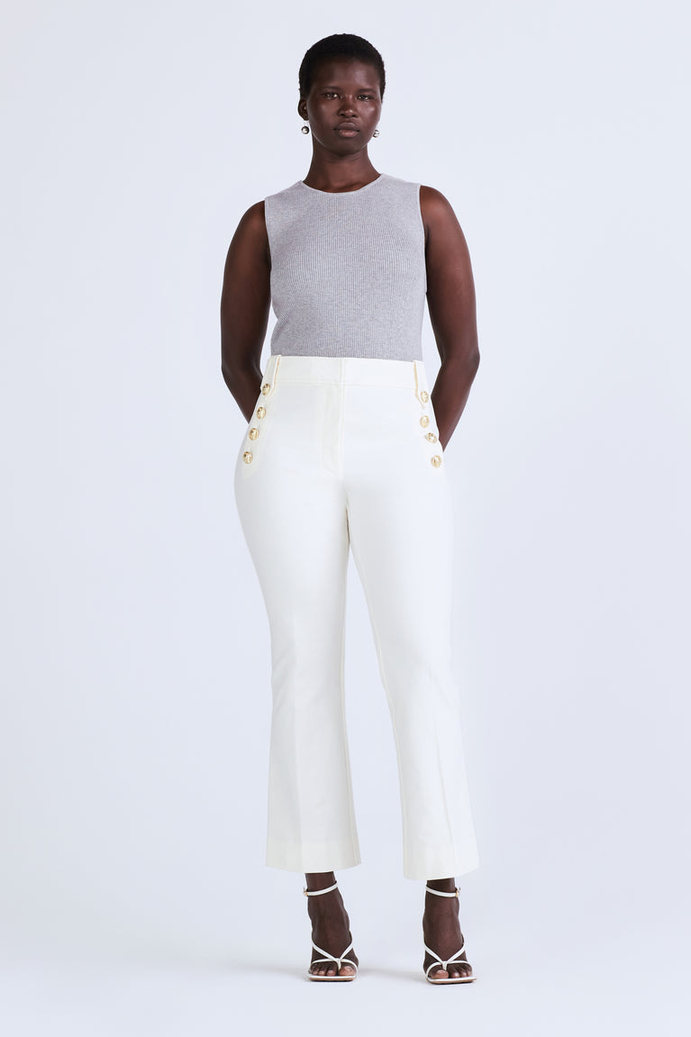 Robertson Soft White Crop Flare Trouser - Essentials