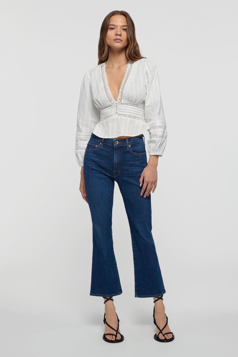 Crosby High Rise Crop Flare Jeans - Ivory