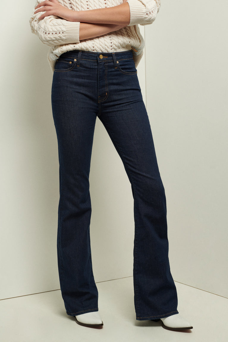 High-Rise Flare Jean, Premium Italian Fabric