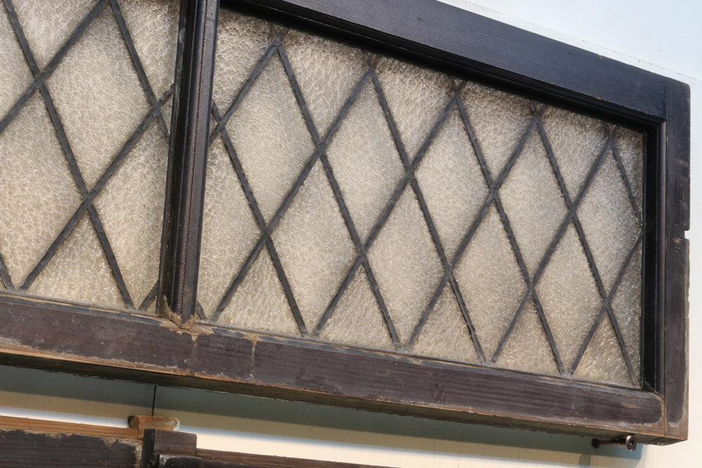 A set of 3 retro windows E5575abc with a stylish lattice in a pale wooden frame