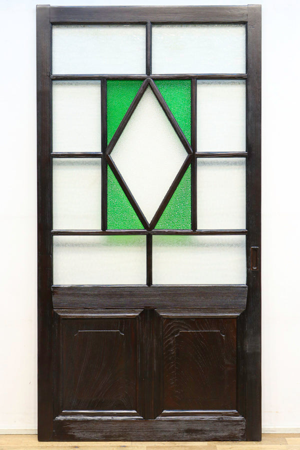 とっておきし福袋 タj0033 ×2枚 素敵な格子デザインの木枠ガラス戸 建具 サッシ 窓ガラス 扉 観音 カフェ 建材 リフォームK下 