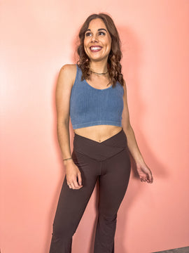 Fresh Start Crop Tank - Dusty Blue