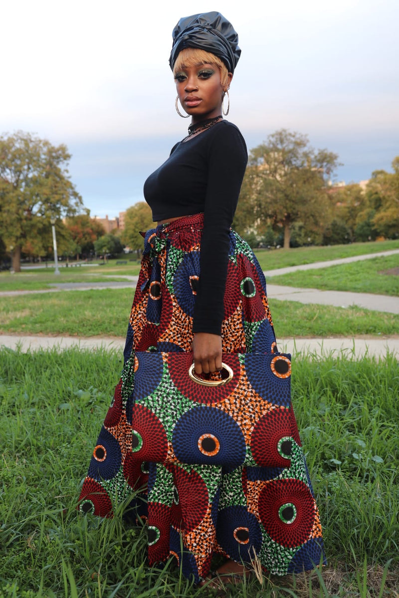 Adelaide Print Maxi Skirt, bag – Glamorous Chicks Headwraps