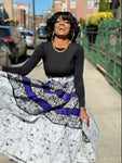 Marble Black and White Print Maxi Skirt, Headwrap & Bag Set (REGULAR + PLUS)