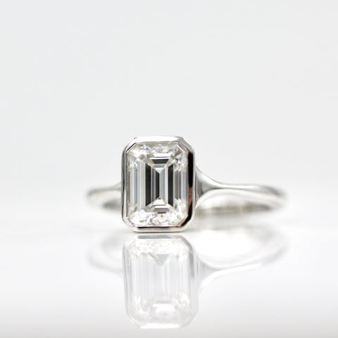 Stevie Emerald-Cut Diamond Bezel Ring