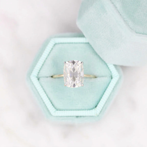 elongated cushion-cut lab-grown diamond engagement ring