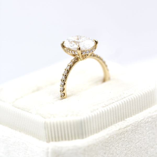 Diamond Engagement Ring with Diamonds on Band in a White Ring Box