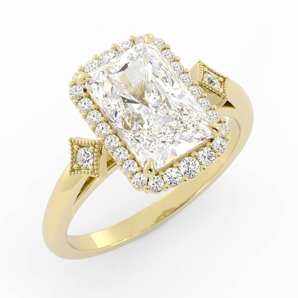 radiant-cut yellow gold lab-grown diamond ring