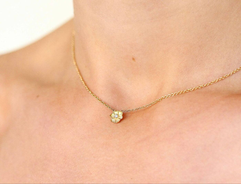 poppy necklace with lab-grown diamond
