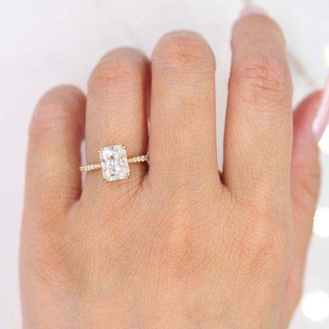 Radiant Diamond Engagement Ring on Hand