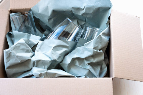 moving box packed with glasses