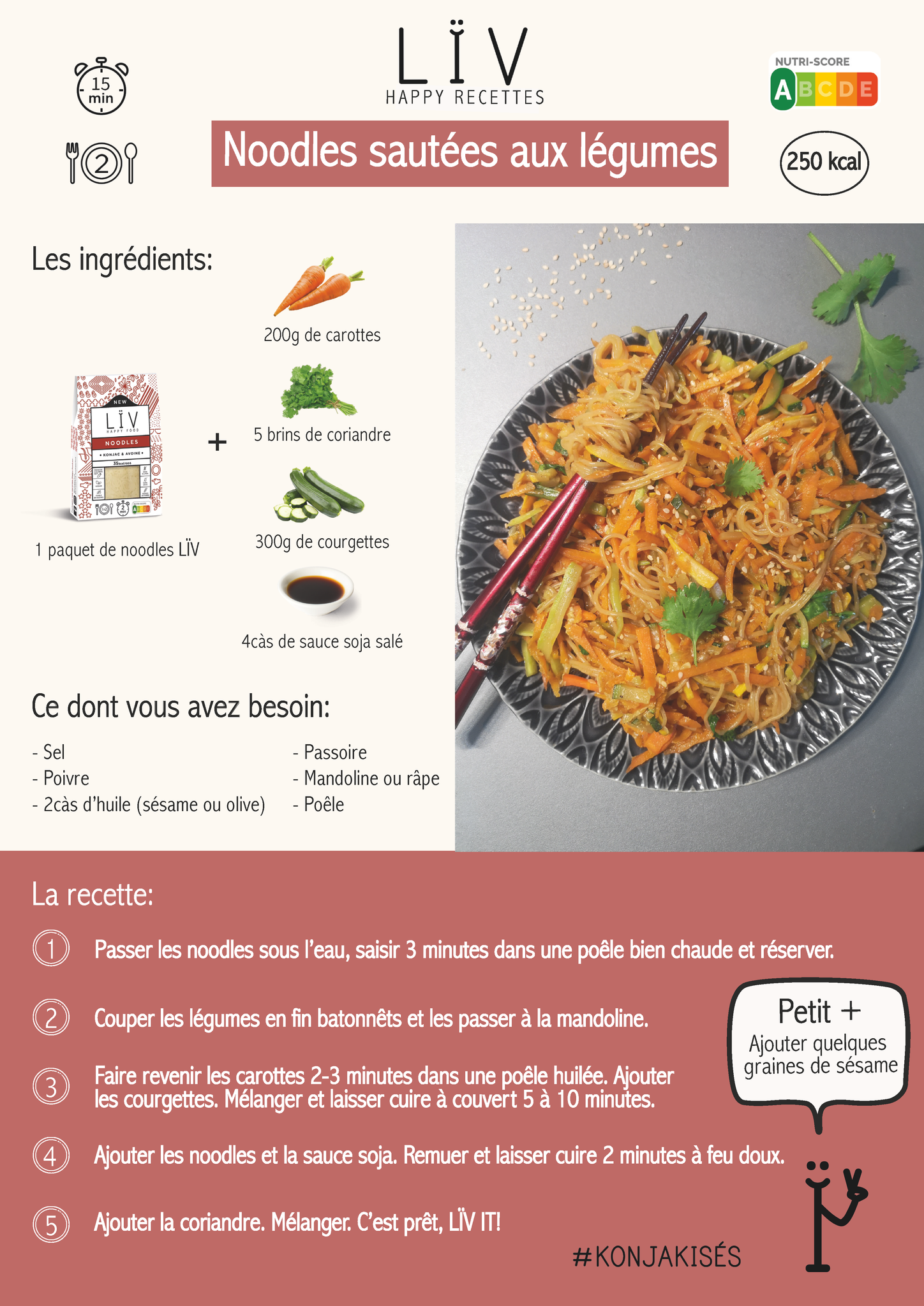 Recette Konjac aux légumes et sauce tomate (facile, rapide)