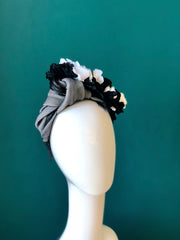 black and white floral turban band 