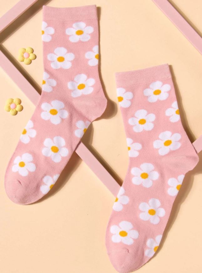 Socks Pink Flower
