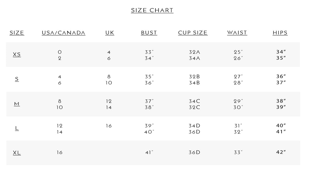 Size Guide – Rove Swimwear