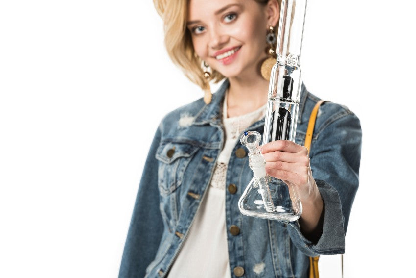 woman holding a clean bong