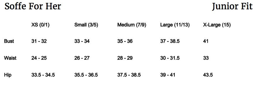 Soffe Size Chart