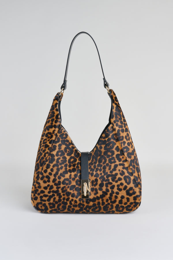 Burberry Brown/Black Leopard Print Calfhair, Leather and House Check Fabric  Little Crush Crossbody Bag Burberry