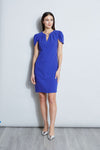 Shift Sheath Short Keyhole Pleated Sheath Dress