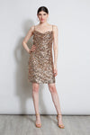 Sexy Sequined Draped Polyester Cowl Neck Sleeveless Dress by Elie Tahari